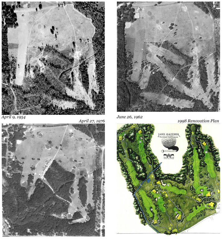 original course map and historical aerial images of the course